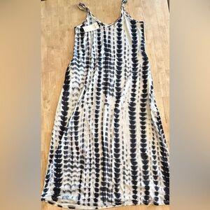 Tie-Dye Black and White Maxi Dress - Sleeveless Casual